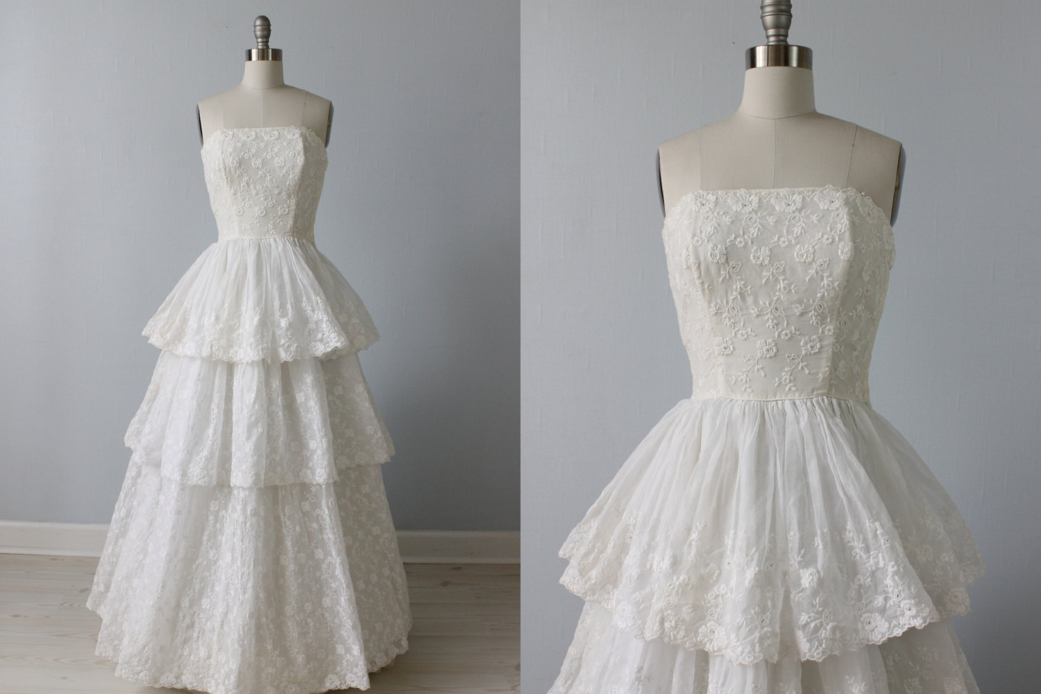 Vintage Strapless 1950s Wedding Dress 
