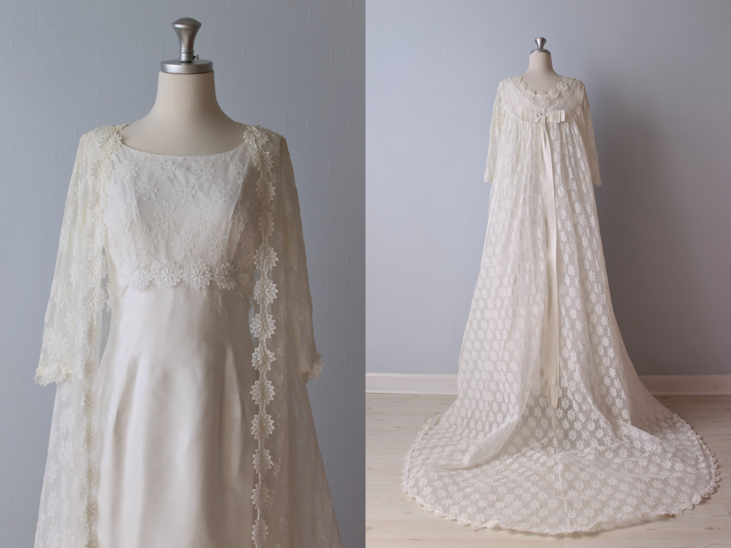 Vintage 1960s Wedding Dress Lace Sheath Dress with Coat