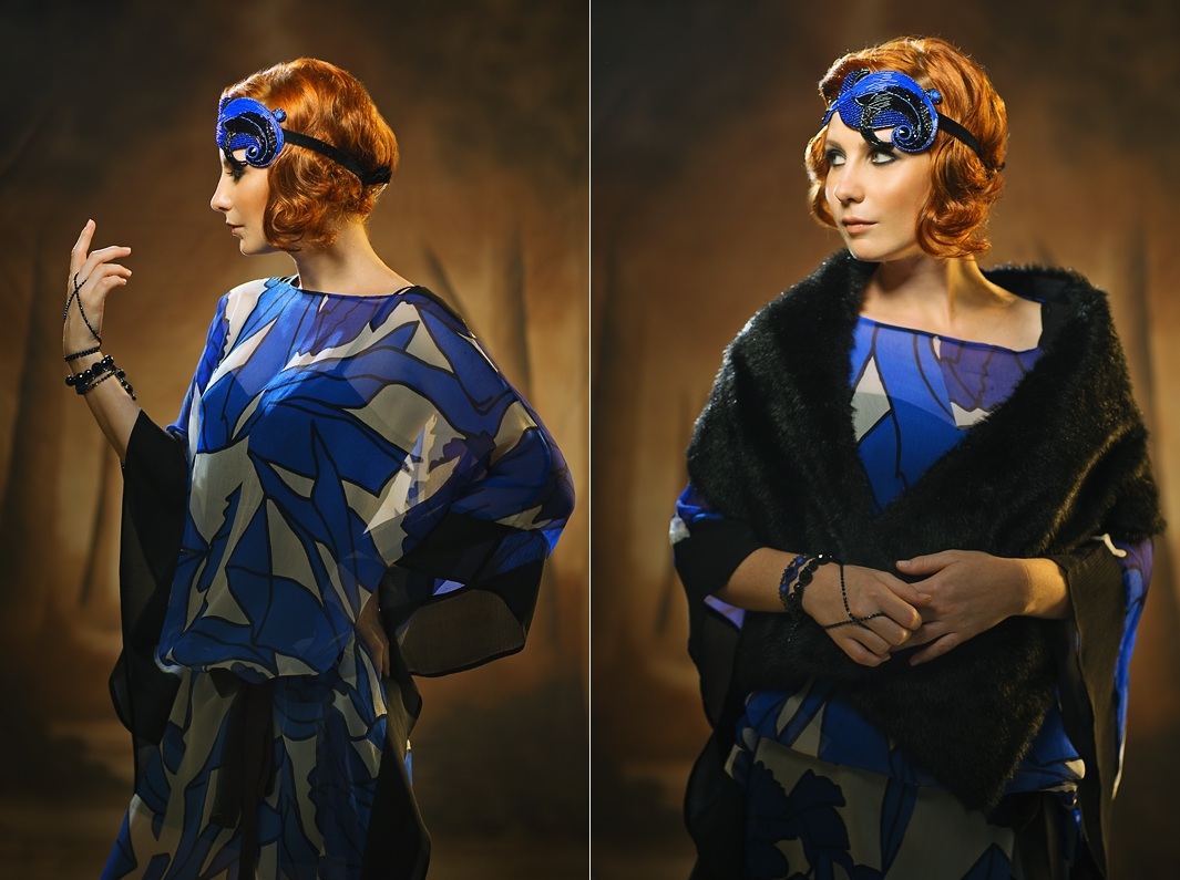 Marion Dazzling Sapphire Blue and Black Headpiece 