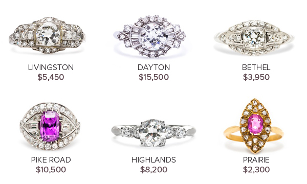 Vintage Engagement Rings from Trumpet & Horn
