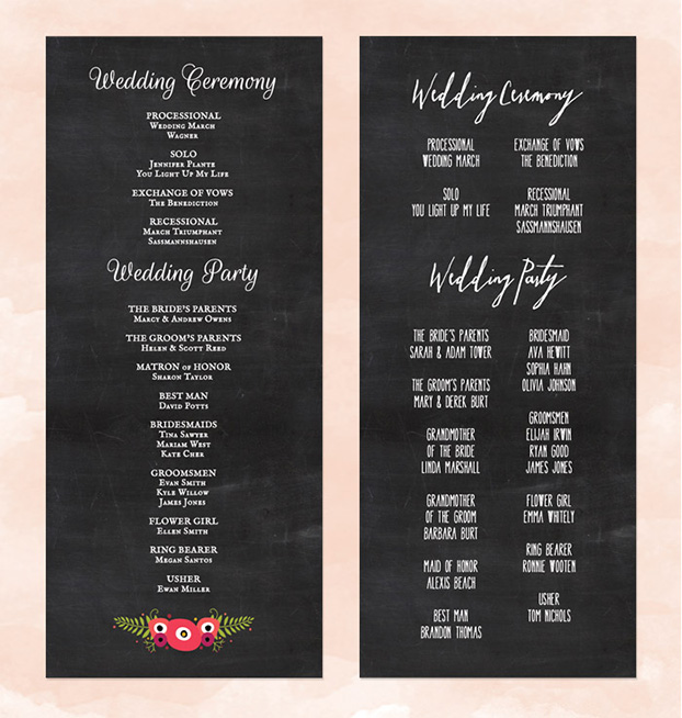 Wedding Programmes from Love vs Design