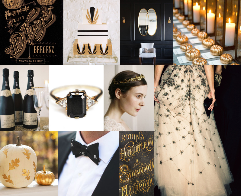Black & Gold Halloween Wedding Inspiration