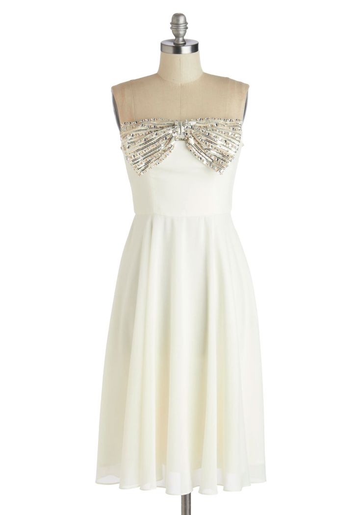 Ivory Sequin Bow Dress from Modcloth