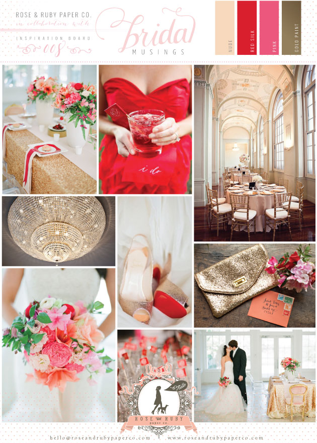 RED, PINK AND GOLD SPARKLE WEDDING INSPIRATION BOARD