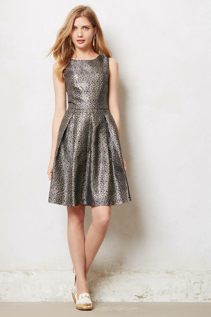 Silver Brocade Dress from Anthropologie