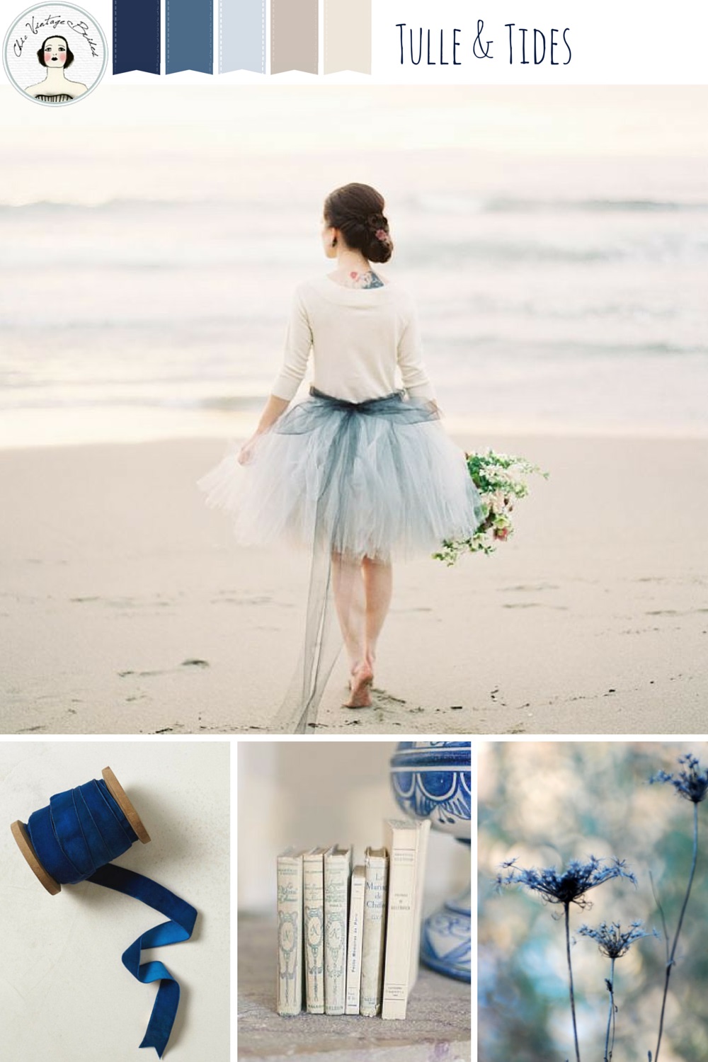 Tulle & Tides - Beach Wedding Inspiration in Vintage Blue and Linen