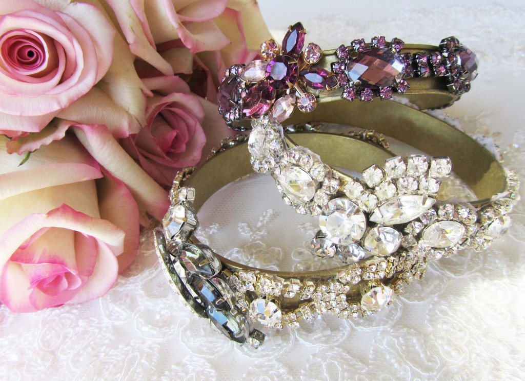 Crystal Rhinestone Bridal Cuffs from Cloe Noel Designs