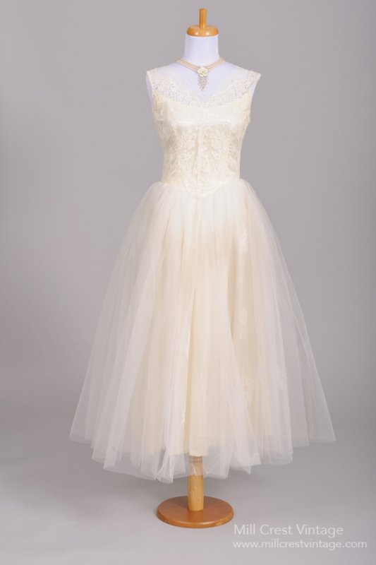 Floral Lace 1950s Vintage Wedding Dress from Mill Crest Vintage