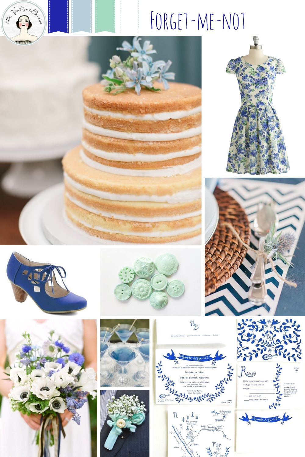 Forget-Me-Not Spring Wedding Inspiration in Shades of Blue & Greyed Jade