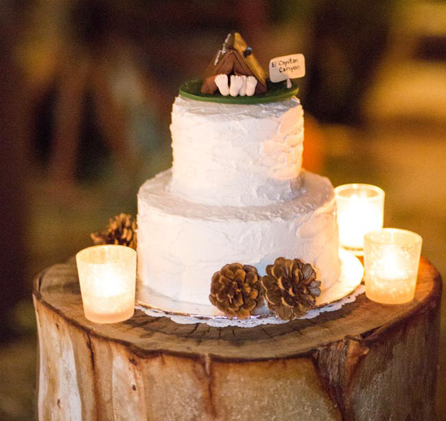 Glamping Wedding Cake with a personalised topper