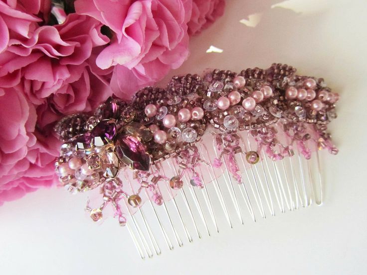 Pink Bridal Hair Comb from Cloe Noel Designs