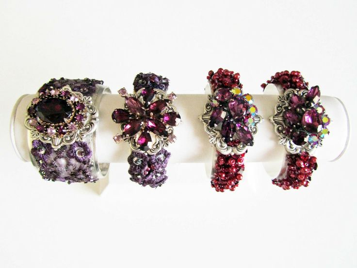 Pink & Purple Bridesmaid Cuff Bracelets from Cloe Noel Designs