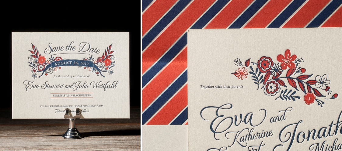 Folk Floral Letterpress Wedding Stationery from Bella Figura's 2014 Collection