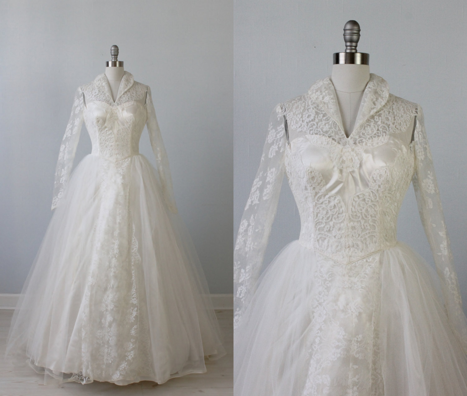 1950s Long Sleeve Wedding Dress from The Vintage Mistress