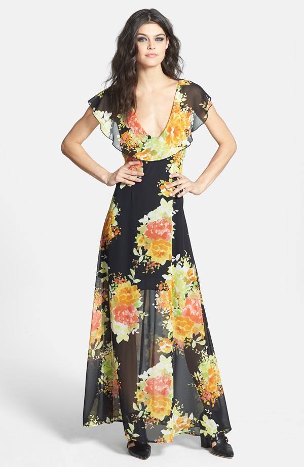 Floral Ruffle Maxi Dress