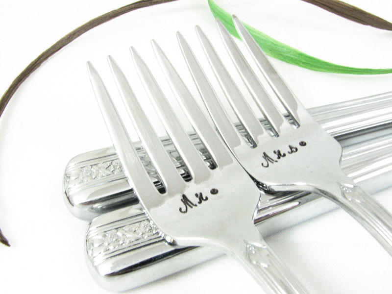 Mr & Mrs Vintage Silver Knives & Forks Set