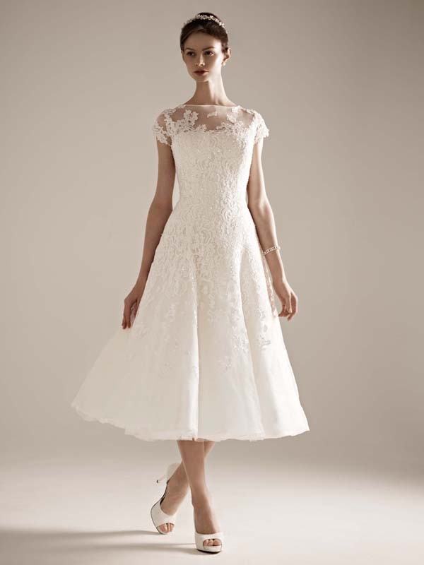 Incredible Wedding Dresses for Under $1000 - Oleg Cassini Tea Length Gown