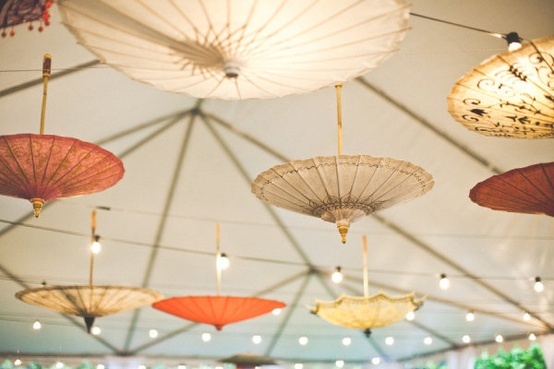 20 Beautiful Reception Lighting Ideas - Parasols