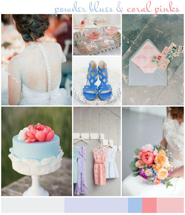 Powder Blues & Coral Pinks Wedding Inspiration Board