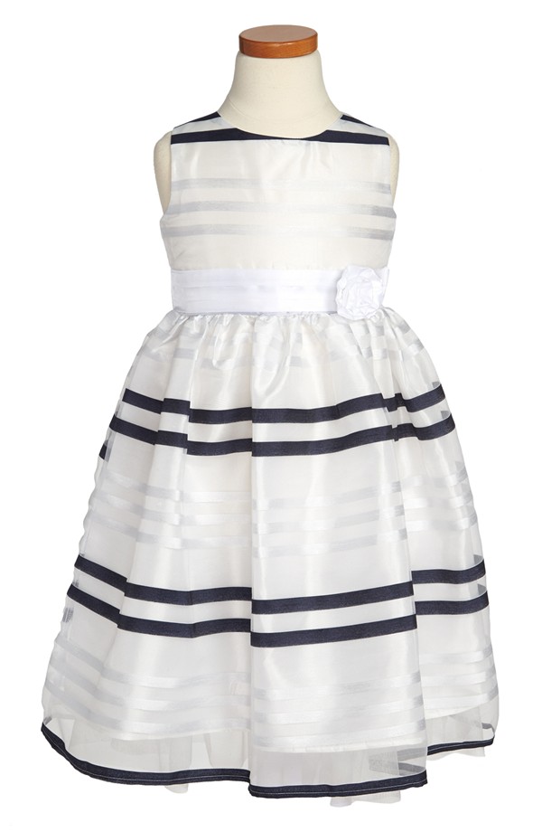 Black & White Striped Flower Girl Dress