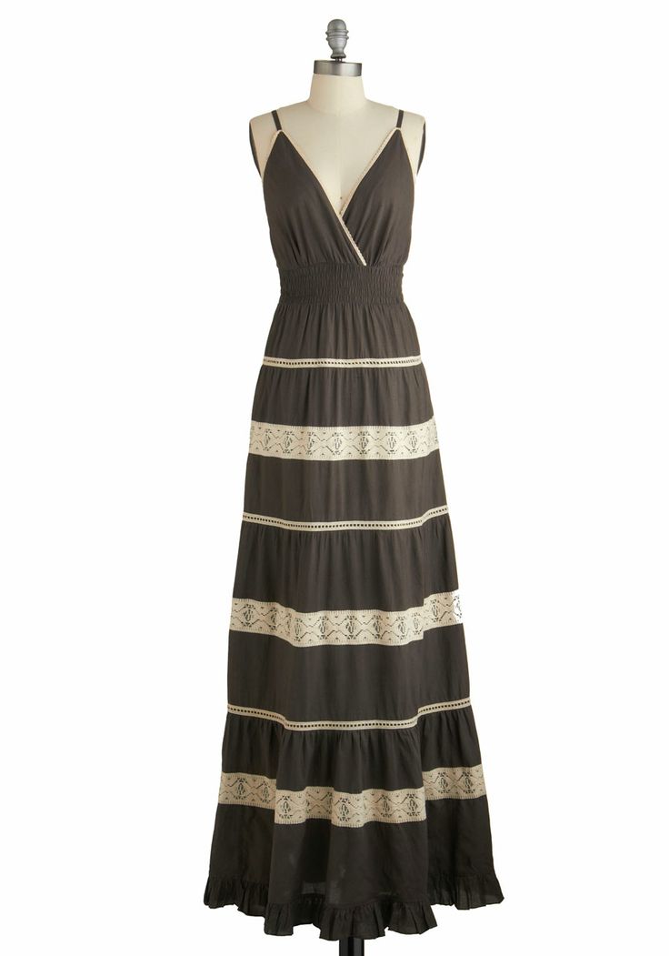 Black & Cream Bohemian Striped Maxi Dress