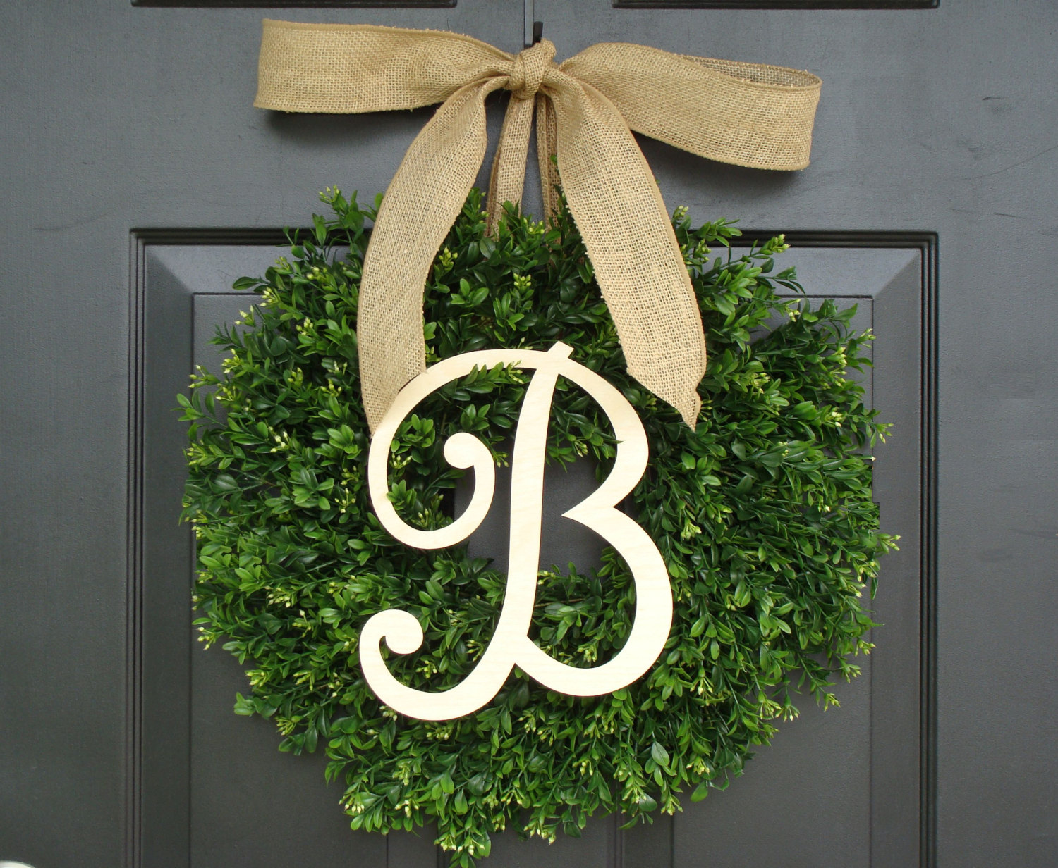 Monogrammed Boxwood Wedding Wreath
