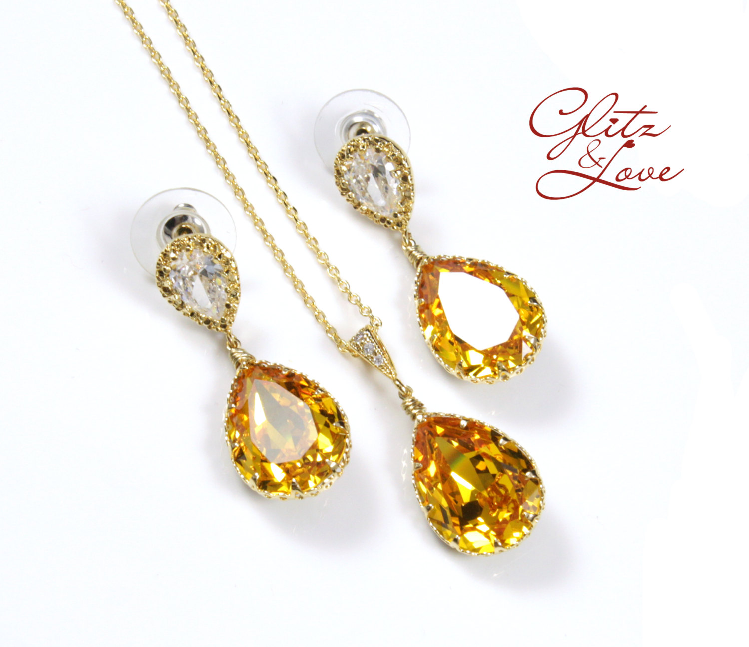 Yellow Earrings and Bracelet Set from Glitz & Love