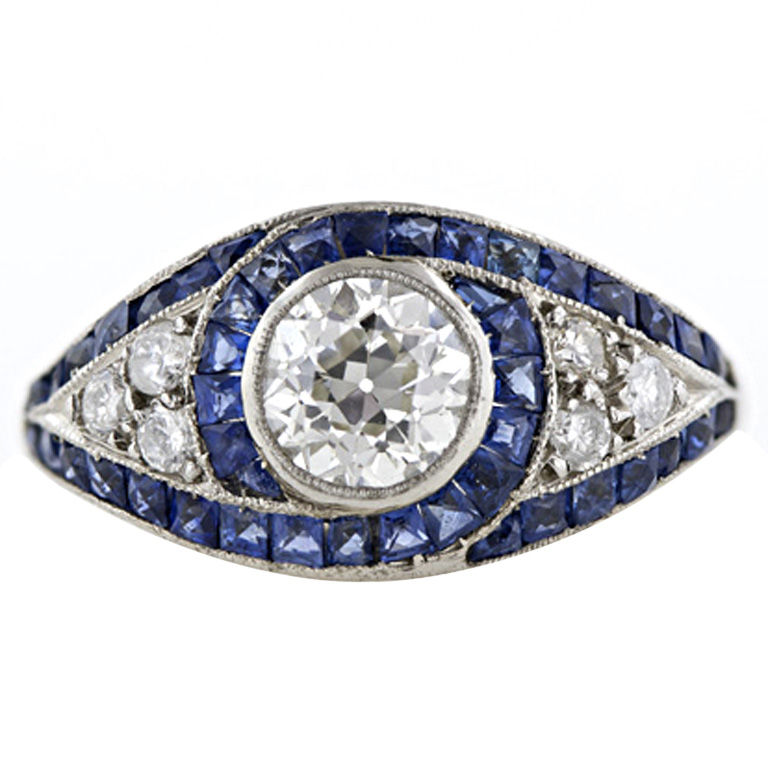 1920s Sapphire & Diamond Engagement Ring
