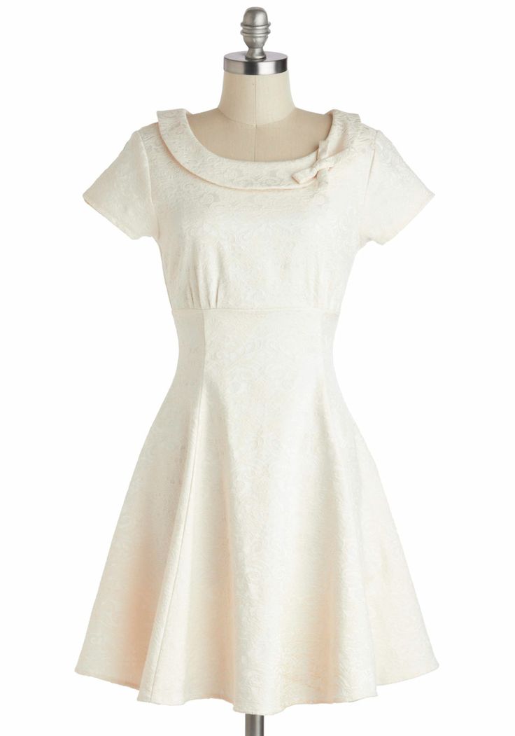 A Timeless & Beautiful Bridesmaids Look ~ Short Ivory 1950s inspired dress from Modcloth
