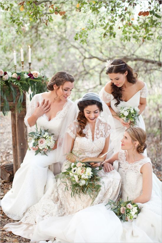 A Timeless & Beautiful Bridesmaids Look ~ Long Ivory Dresses