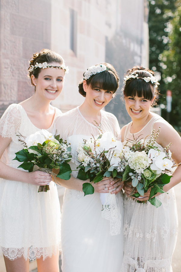A Timeless & Beautiful Bridesmaids Look ~ Short Ivory Dresses