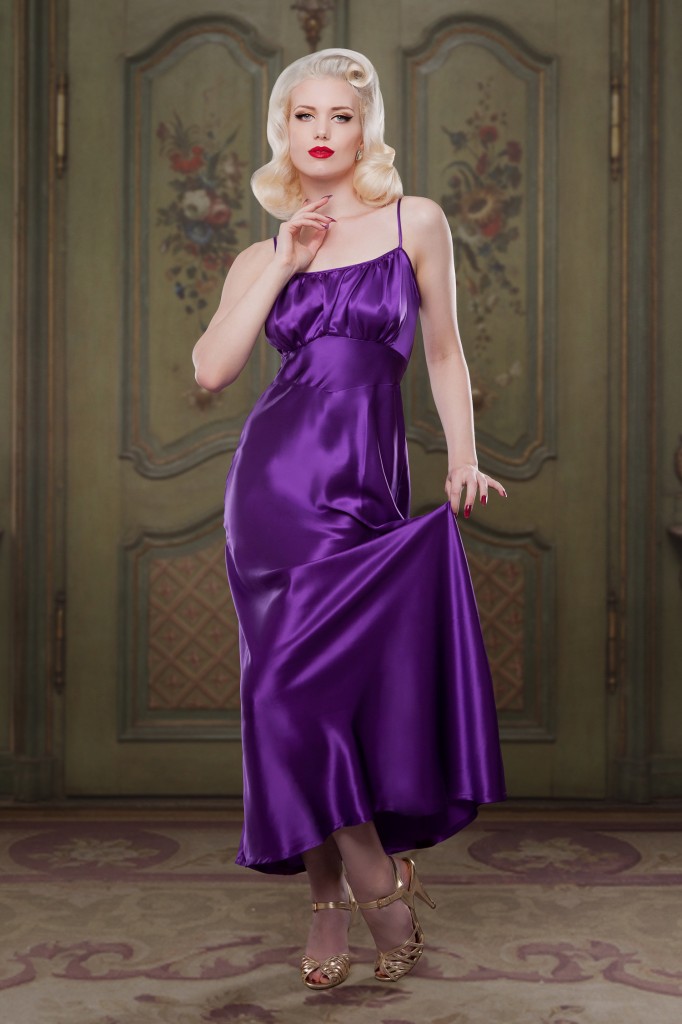 AW14 Bettie Heather Silk Night Gown from Betty Blues Loungerie