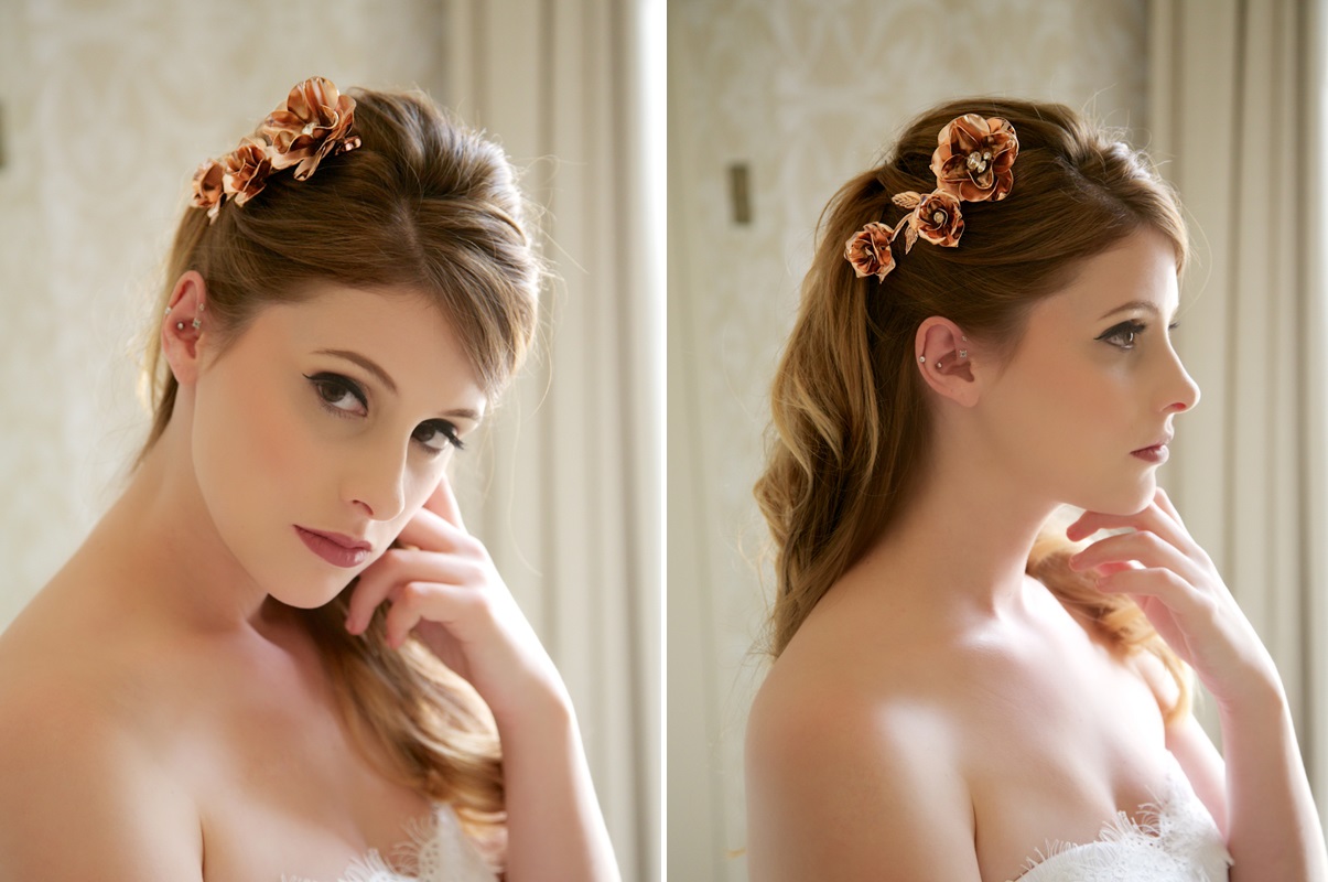 Glamorous Bridal Headpieces from Gilded Shadows - Rose gold