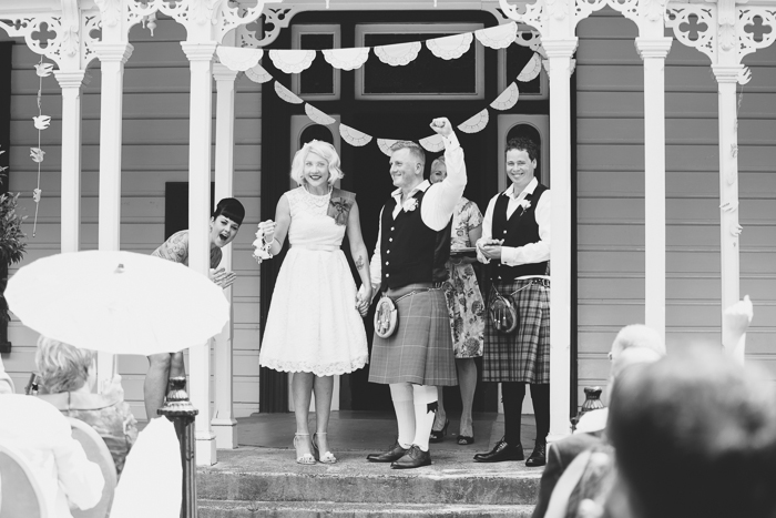 A Tea Length Wedding Dress for a Fabulously Relaxed, 1950s Inspired Wedding from Emily Raftery Photography - Husband & Wife
