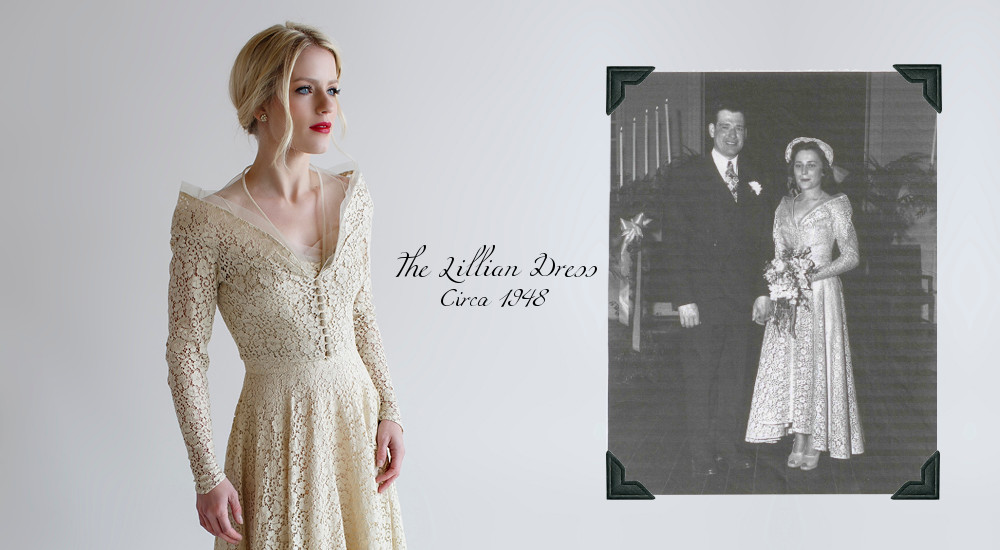 Beloved Vintage Bridal - The Lillian Dress with Original Bride's Wedding Photo