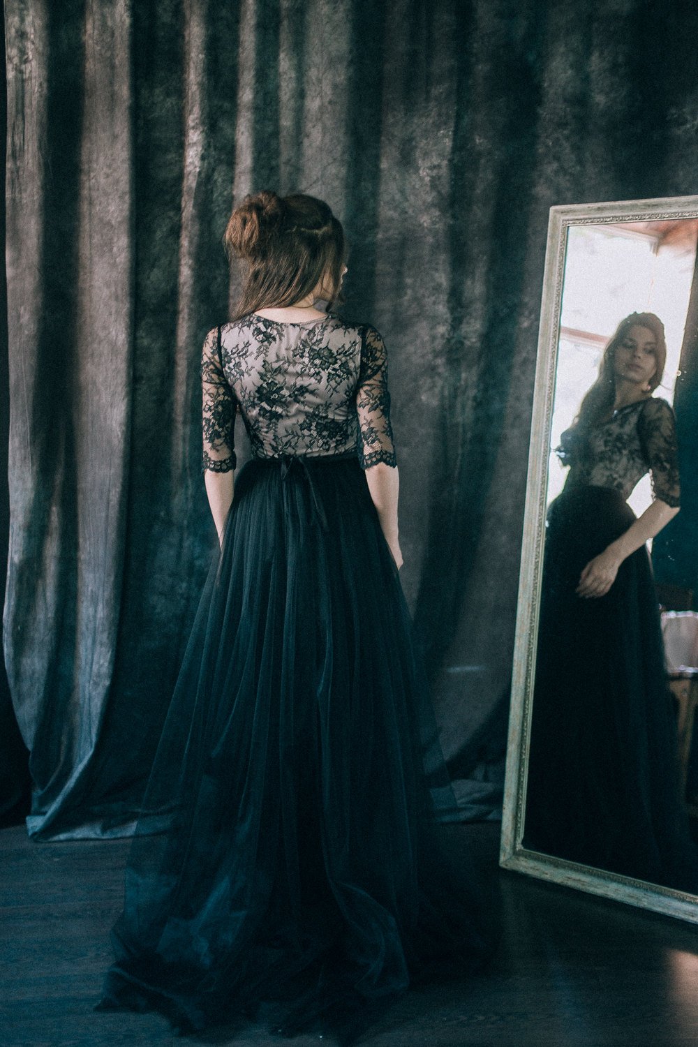 Anemone Black Lace Wedding Dress