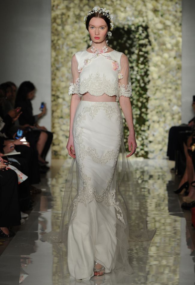 Crop Top Wedding Dress from Reem Acra's Fall 2015 Bridal Collection