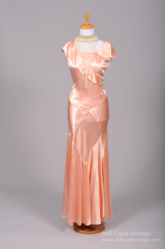 1930s Satin Vintage Dress from Mill Crest Vintage