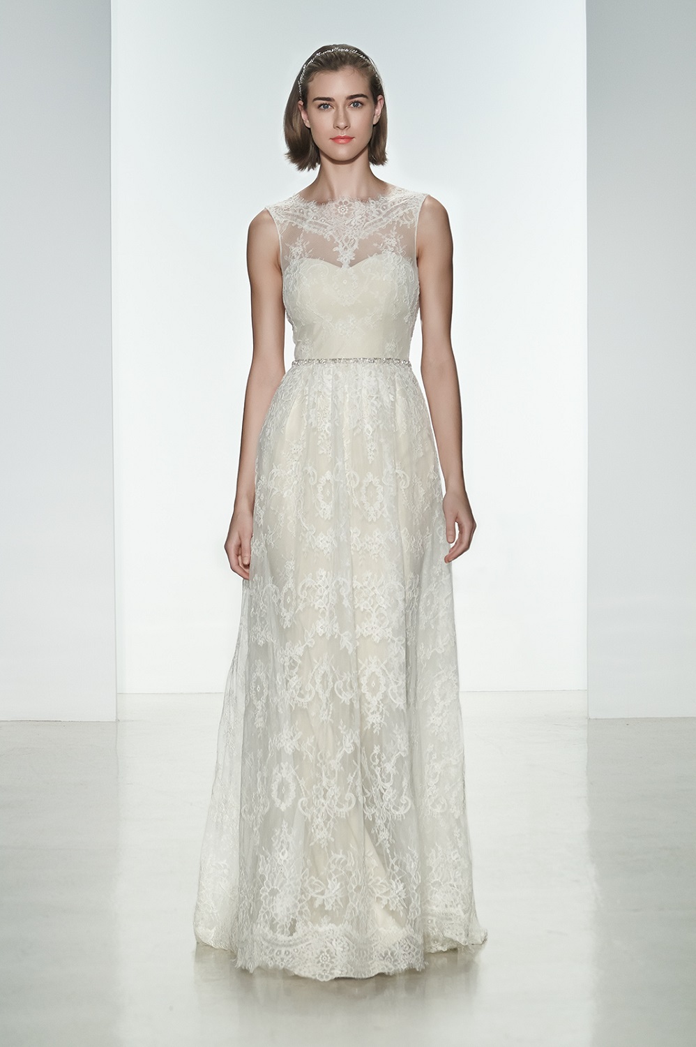Wedding Dress with a Dramatic Neckline from Christos Spring 2015 Bridal Collection