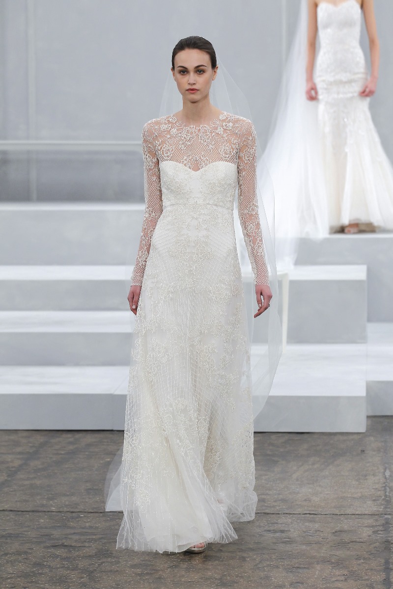 Long Sleeve Wedding Dress from Monique Lhuilliers Spring 2015 Bridal Collection