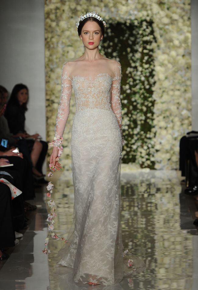 A Crown Adorned Bride from Reem Acras Fall 2015 Bridal Collection