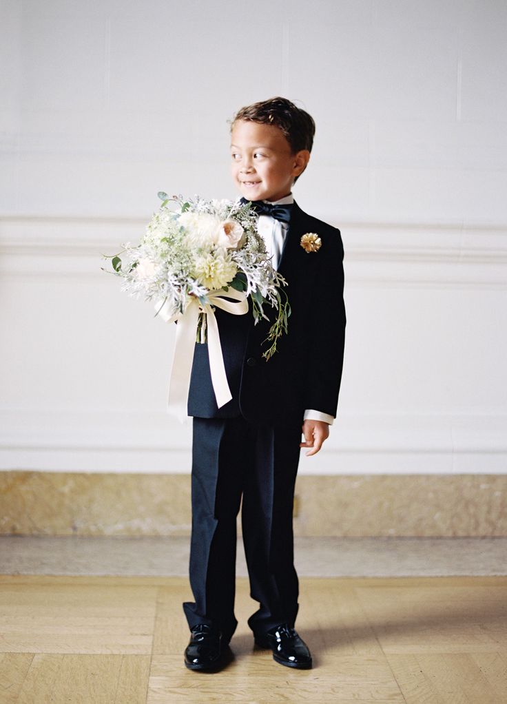 The Sweetest Vintage Ring Bearer wearing a tux
