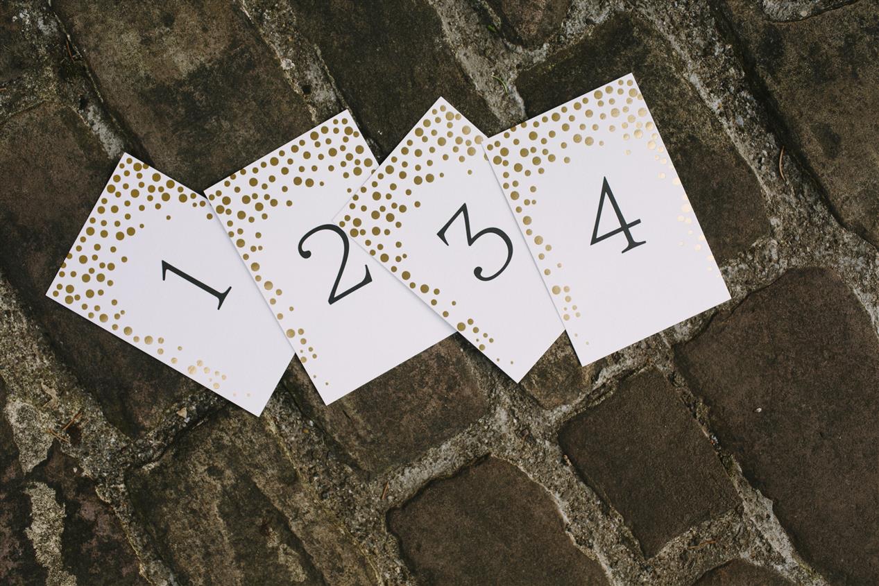 Letterpress Wedding Table Numbers from Smock