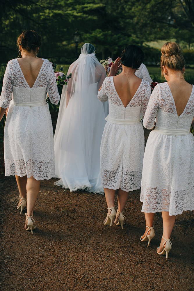 Ivory Lace Bridesmaids - A Super Stylish DIY Wedding Even the Rain Couldn't Ruin from John Benavente Photography