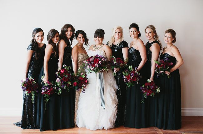 Bridesmaids in Black Dresses Perfect for the Holiday Season
