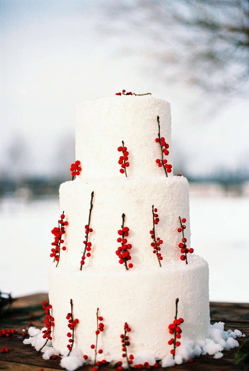 Christmas Wedding Cake - A Christmas Wedding Inspiration Shoot Full of Rustic Charm from Bell Studios