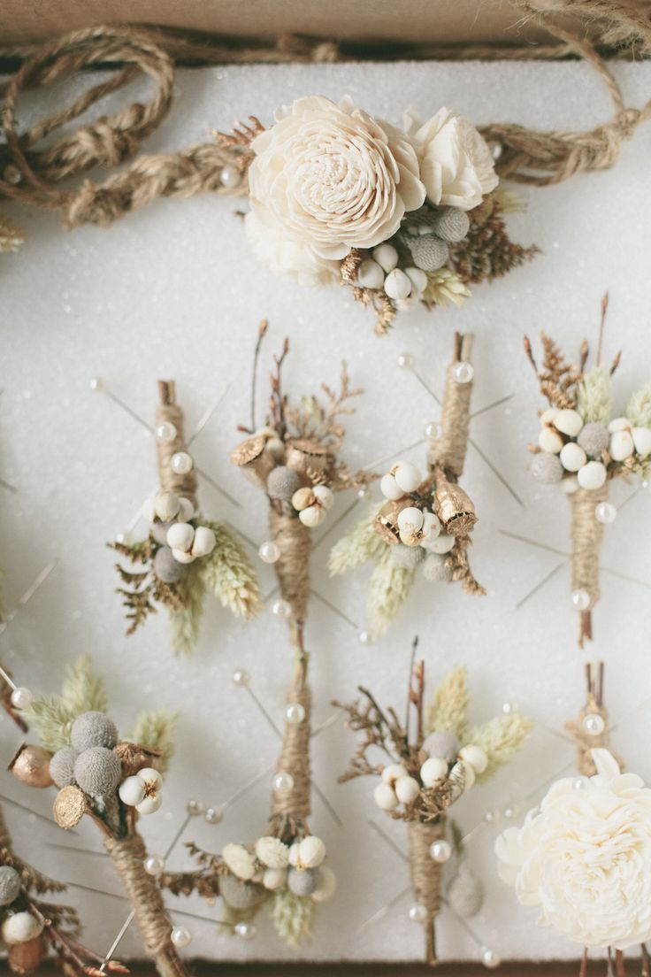 Winter Boutonniere - A Vintage Fur Cape for a Romantic Snowy Winter Wedding