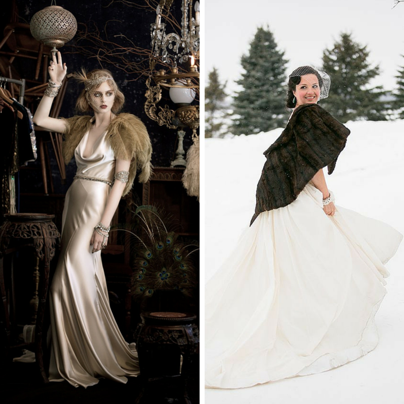 The Chic Vintage Winter Bride's Dilemma - Feather or Fur?