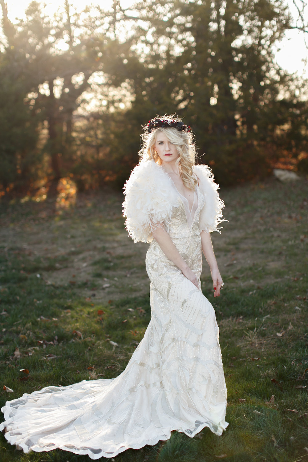 Ivory Feather Bridal Cape
