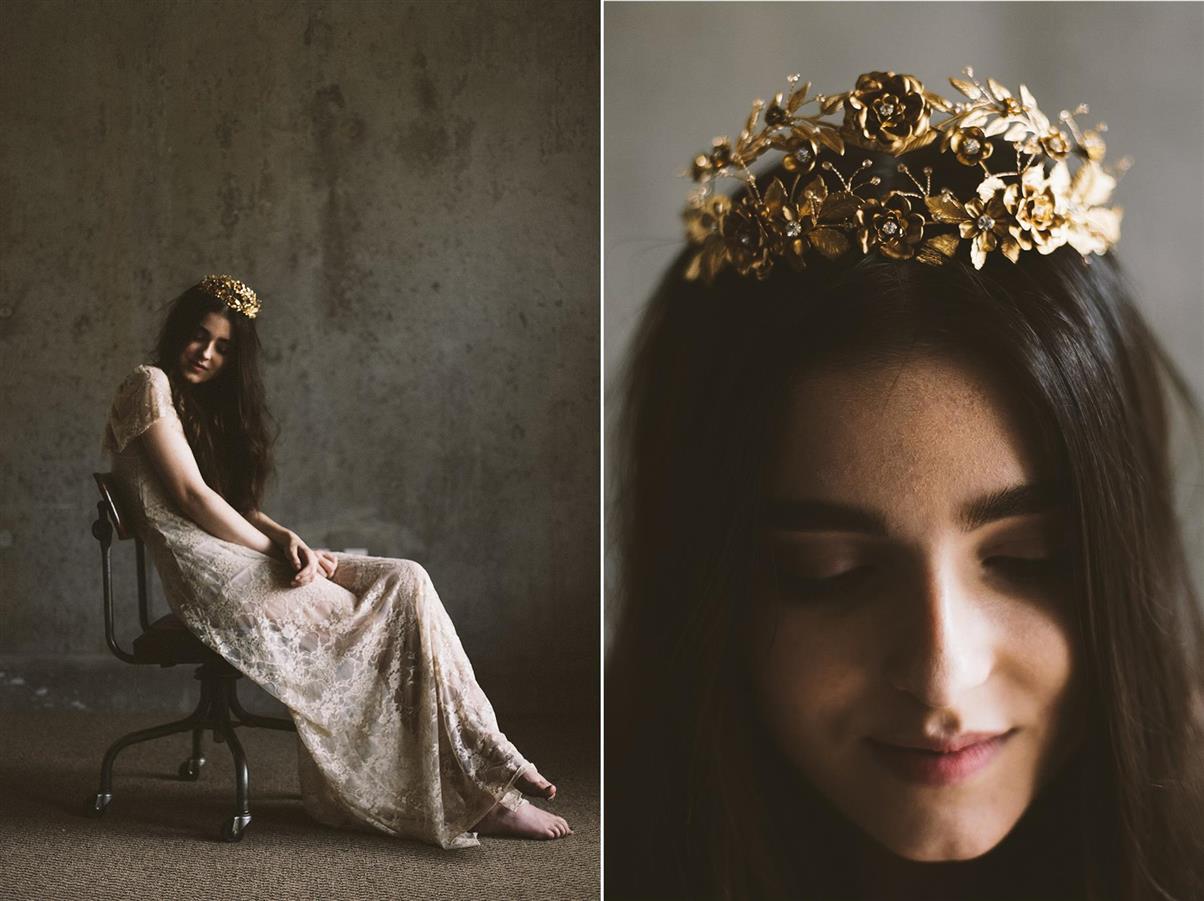 Golden Bridal Crown from Mignonne Handmade
